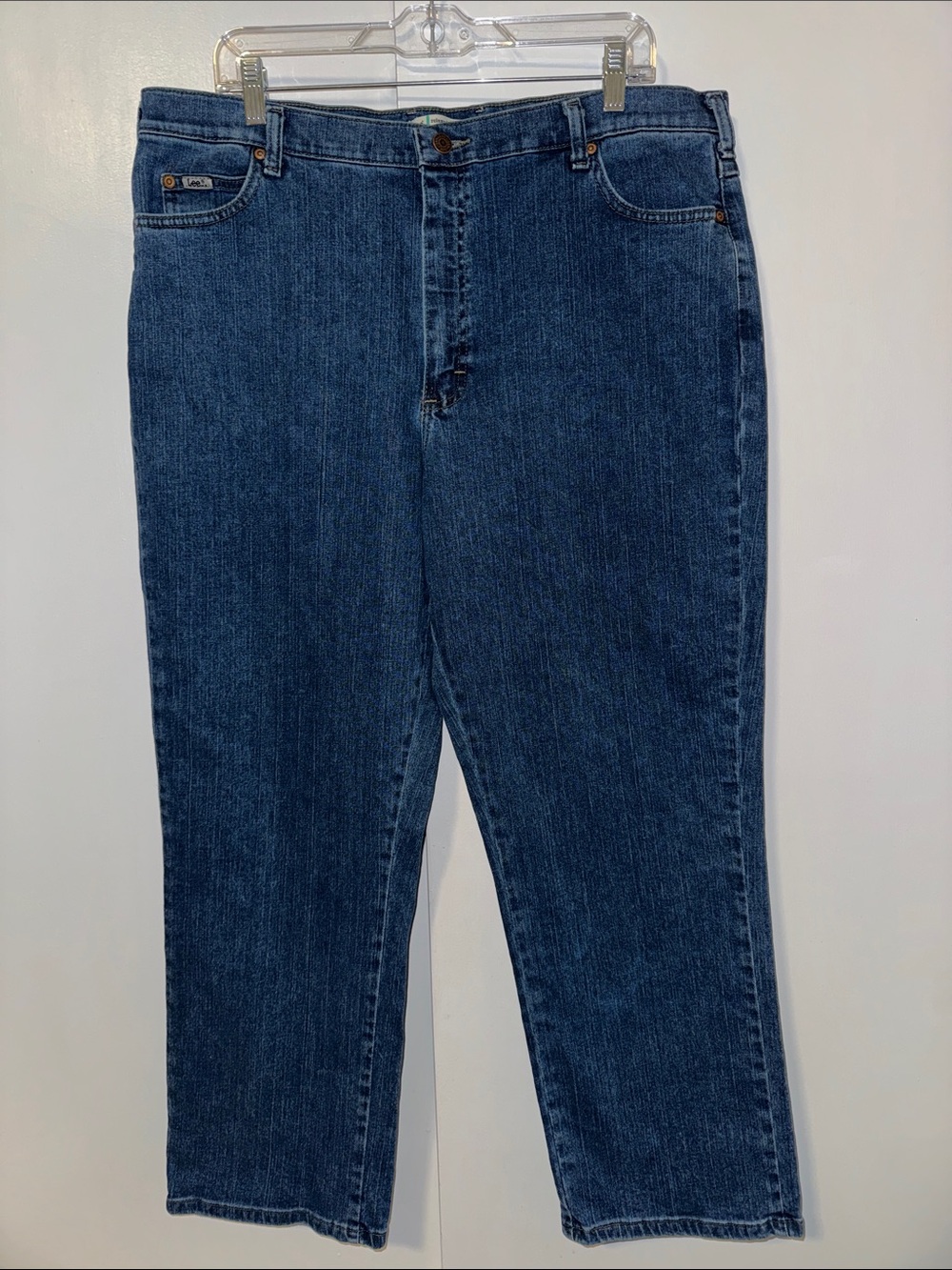 LEE Relaxed Fit Straight Leg Jeans High Rise Women’s 18 Medium Blue Wash